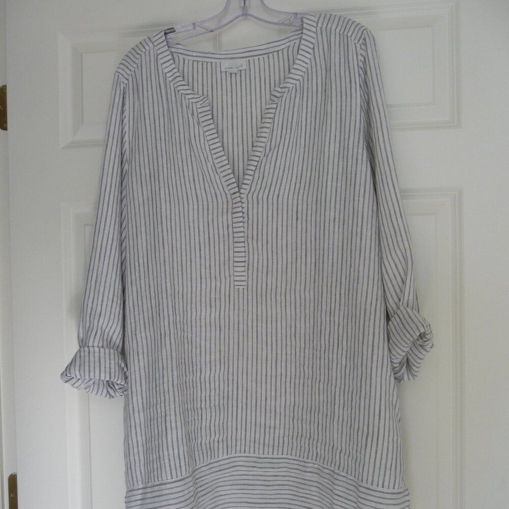 J JILL LOVE LINEN BLACK STRIPE TUNIC
